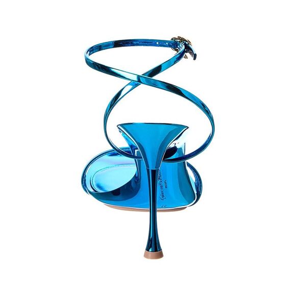 Gianvito Rossi Spice Ribbon 95 Leather Sandal, Blue
